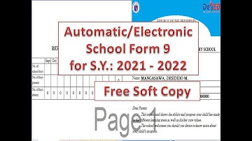Automatic School Form 9 for SY:2021-2022 (Report Card)