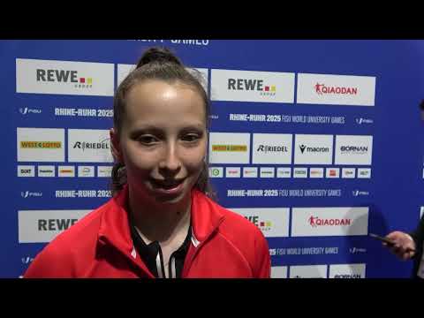 Katarzyna Węgrzyn po wygranym z Kanadą meczu tenisistek stołowych na uniwersjadzie