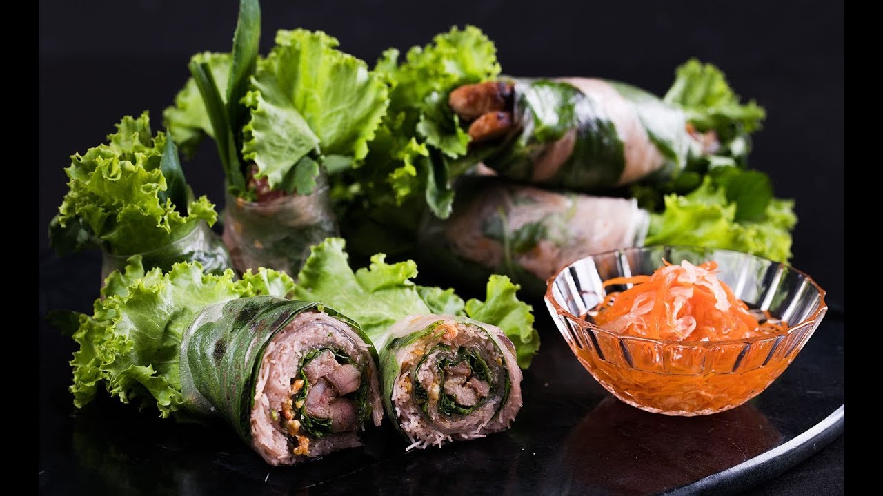 เปาะเปี๊ยะเส้นหมี่หมูย่าง Grilled Pork with Vermicelli Spring Rolls