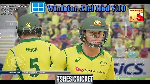 Ashes Cricket 17 Gameplay on Winlator Afei Mod v.10 ( latest ) Android 🔥🔥 | Improved performance 🔥