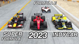 Ferrari F1 2023 vs IndyCar 2023 vs Super Formula vs Formula E Gen 3 at Monza GP screenshot 5