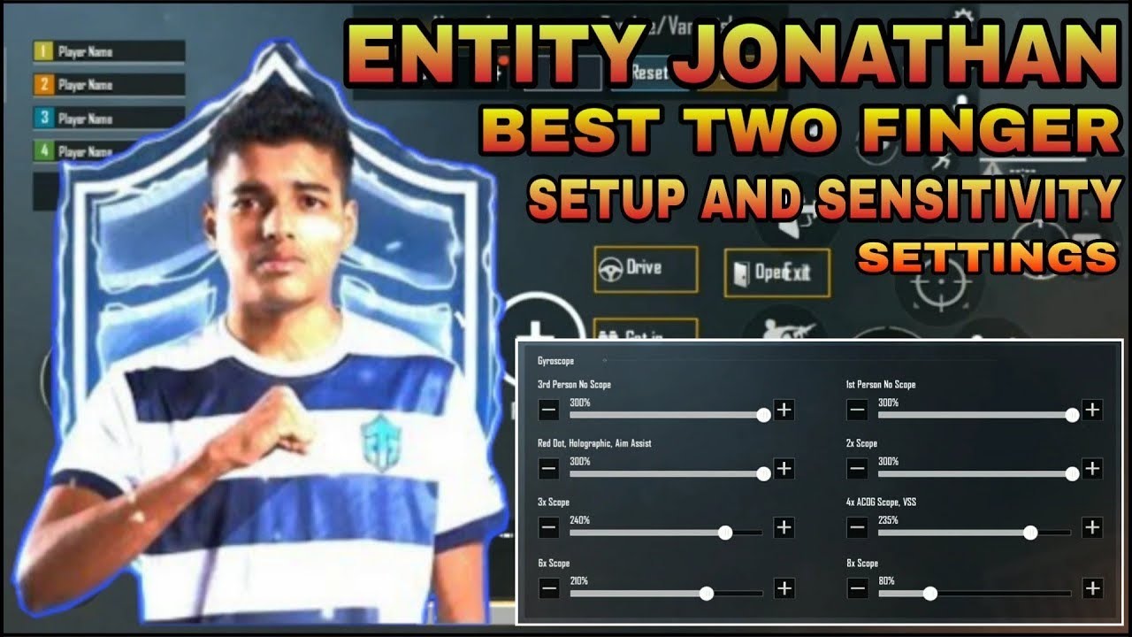Entity Jonathan Controller Layout And Sensitivity | Best two Finger Setup | Pubg Mobile