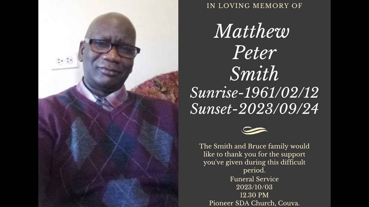 In Loving Memory of Matthew Peter Smith || Funeral Service || - YouTube