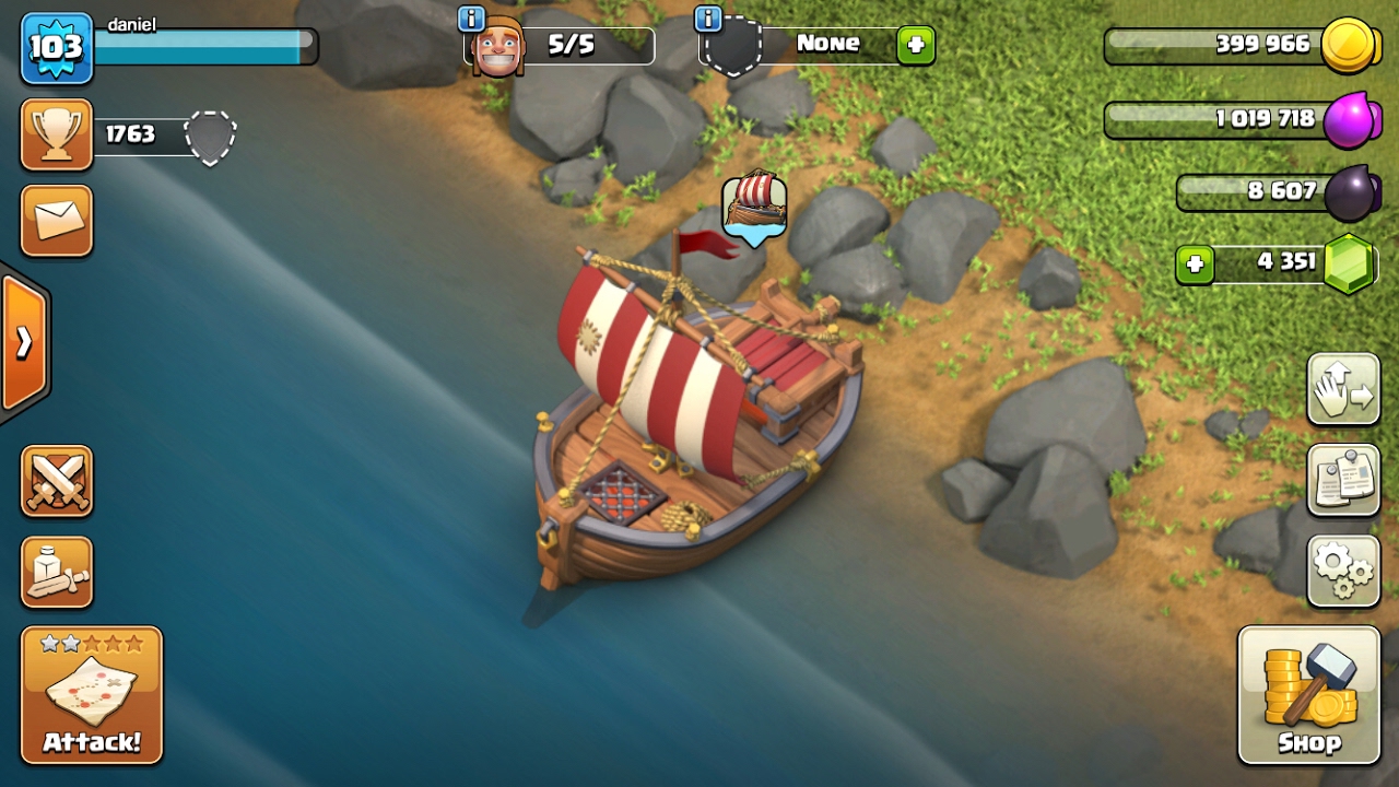 Clash of clans boat update realised!!!! Gemming/ gameplay 