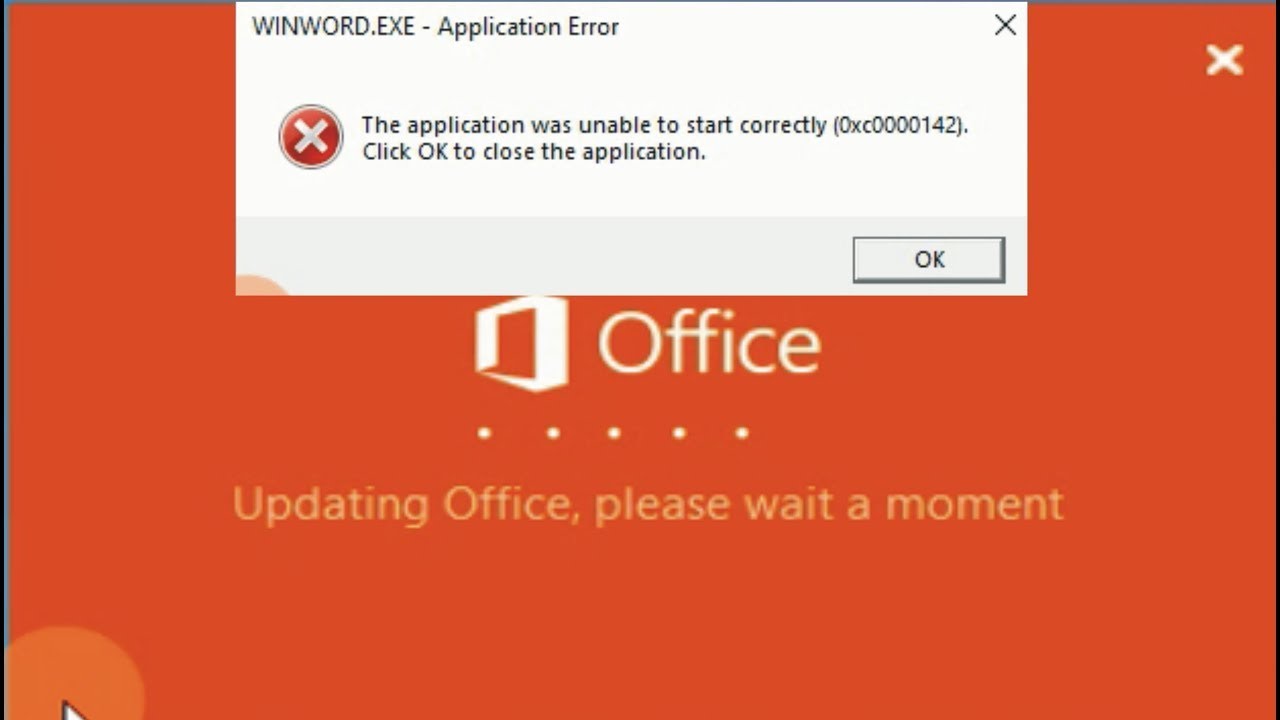 The application was unable to start correctly 0xc0000142. Click OK