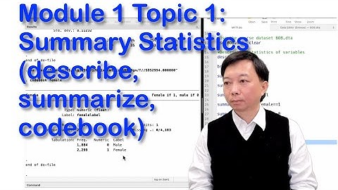 Module 1 Topic 1: Summary Statistics(describe, summarize, codebook) Edition for Alison Online Course