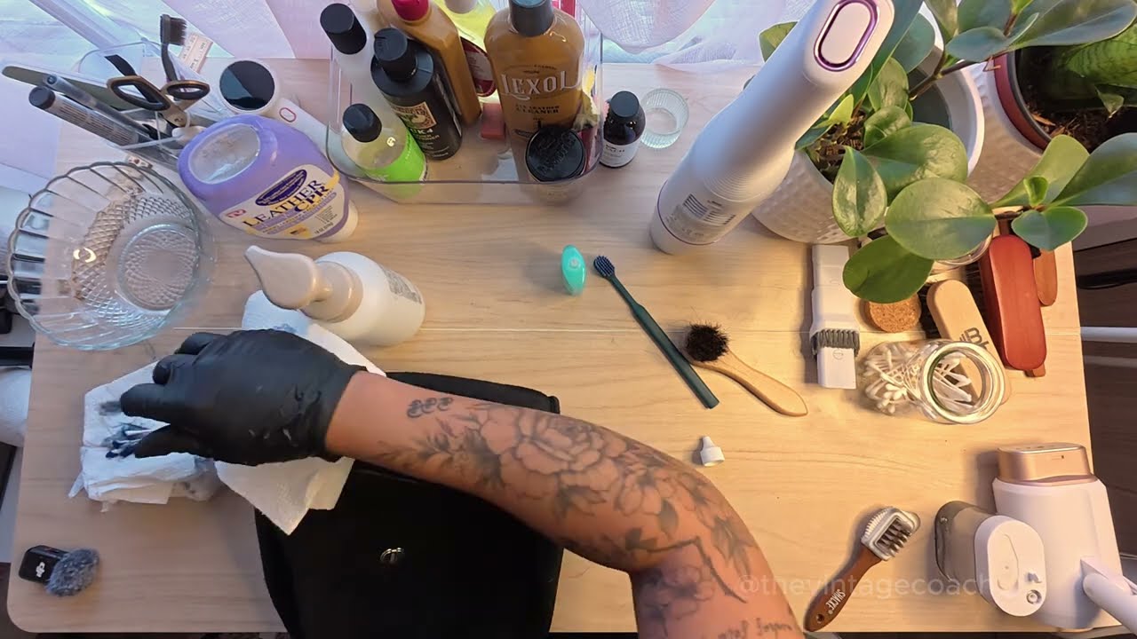 Vintage Coach Large Day Pack Restoration (ink stains and piping wear)