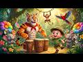 El Divertido Baile de Tambores en la Jungla del Tigre Bebé y sus Amigos 🐯 Canciones Infantiles