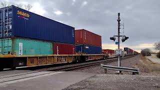 Union Pacific stack train 2 DPU'S east out of Topeka