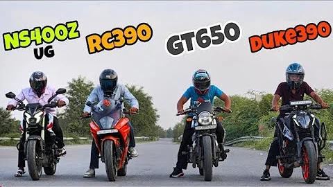 2025 Bajaj Pulsar Ns400z UG vs Ktm Duke 390 vs RE CONTINENTAL GT650 vs Ktm RC390 || Drag Race ||