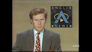 Anglia News with Gordon Radley, adverts, trailer & link announcer Michael Speake 8th September 1989
