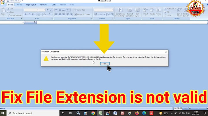 Hướng dẫn how do you fix excel cannot open the file xlsx because the file format or file extension is not valid? - Làm cách nào để sửa lỗi excel không mở được tệp xlsx do định dạng tệp hoặc phần mở rộng tệp không hợp lệ?