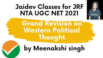 Grand Revision on Western Political Thought I NTA UGC NET /JRF 2021 I Meenakshi Singh