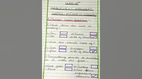 What is Cooking : Worksheet (Class III, EVS, Ch-10) | KIDZ MILLENNIUM SCHOOL, ROORKEE