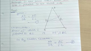 Class 10 maths Theorem 6.2 proof | converse of Thales theorem | Bpt theorem