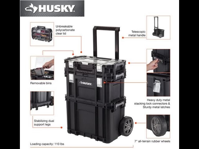 HUSKY 16 inch Black Plastic Portable Tool box with Metal Latch