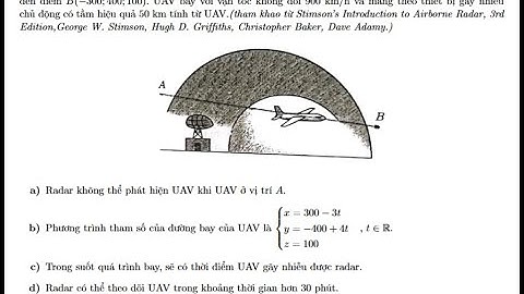 TP Đà Nẵng: Một radar phòng không được đặt tại vị trí gốc tọa độ O(0; 0; 0) trong không gian Oxyz,