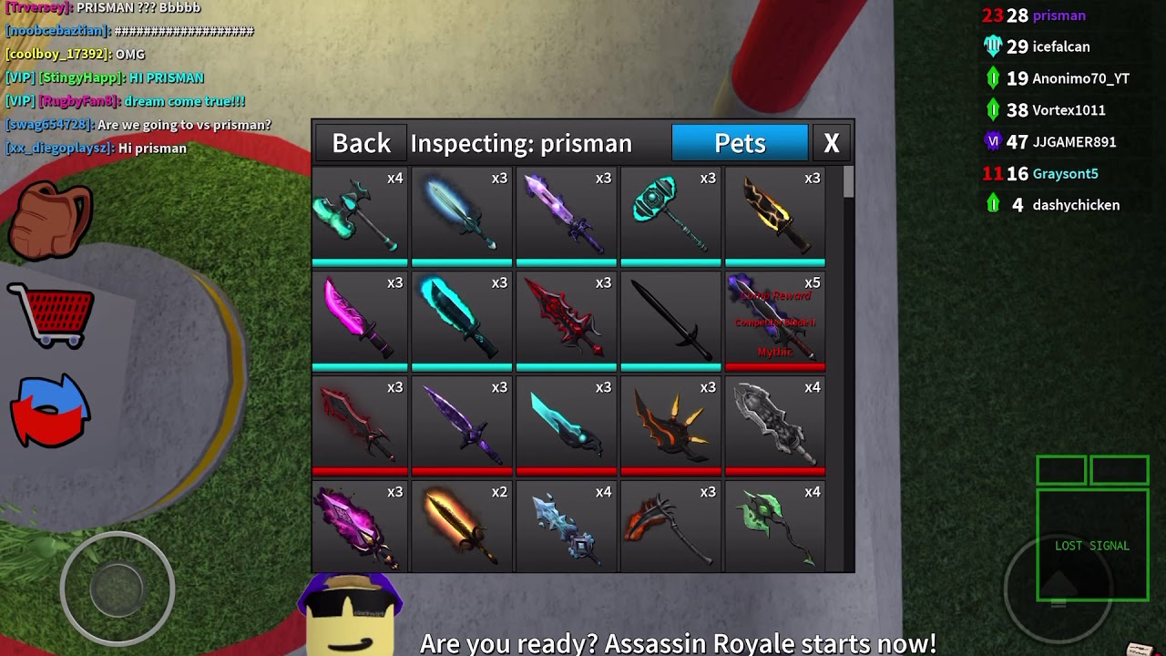 New Knives Prismans Inventory Roblox Assassin Youtube - x men roblox inventory