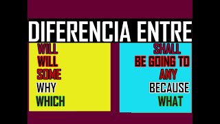 diferencia entre be going to y will, will y shall, some and any, which y what,, why y because