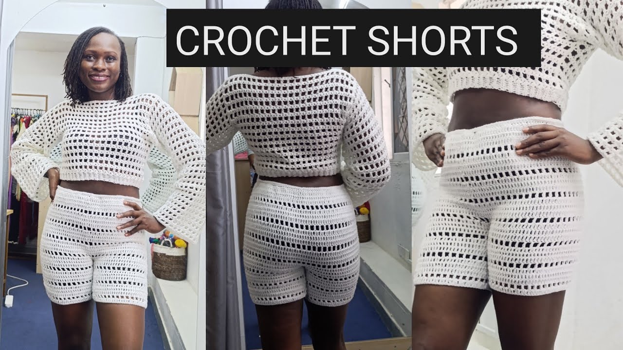 Как связать крючком милые шорты с высокой талией | Простой мастер-класс по вязанию шорт крючком