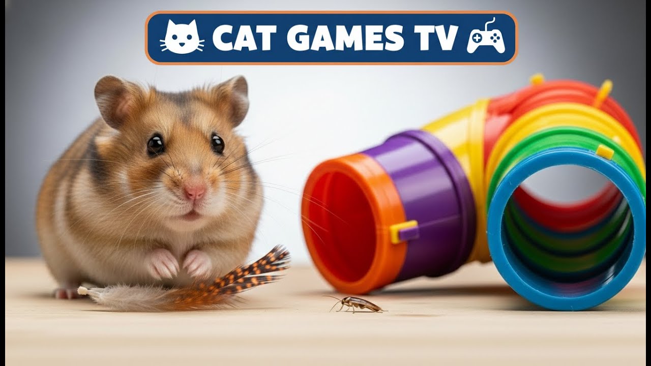 CAT GAMES | Cat TV: Tiny Mouse Peek & Run | Calm but Stimulating (4K HDR)