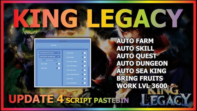 KING LEGACY Script Pastebin 2022 UPDATE 3 AUTO FARM, AUTO DUNGEON