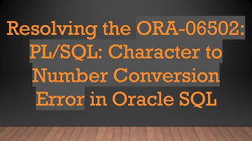 Resolving the ORA-06502: PL/SQL: Character to Number Conversion Error in Oracle SQL