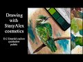 Drawing bird with StasyAlex cosmetics EYESHADOWS PALETTE  E12 EMERALD CUCKOO