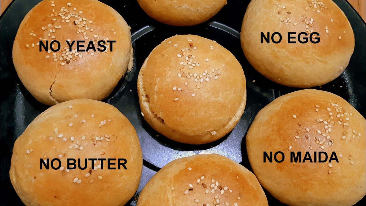 Buns without yeast, maida, butter or eggs Eggless Wheat Buns Recipe