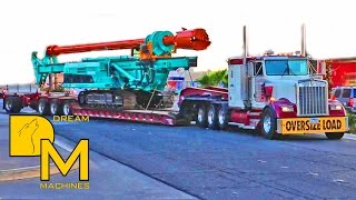 Oversize trucks leaving CONEXPO Las Vegas NONSTOP Heavy Machinery cleanout convention center #9