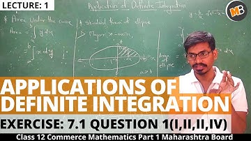 Applications of Definite Integration Exercise 7.1 | Class 12 commerce Maths part 1|Maharashtra Board