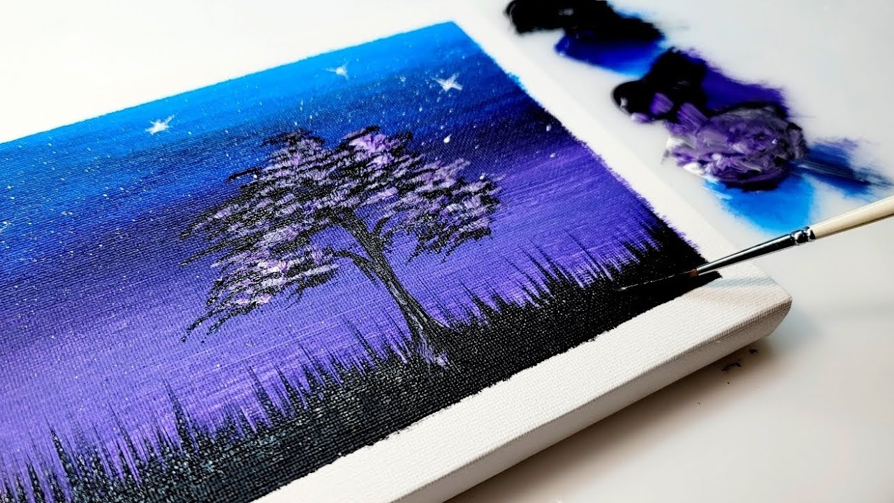 Night Sky 🌙 Acrylic Painting Tutorial for Beginners Step by Step #18 ...