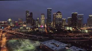 Houston Skyline Night  Drone Video - 4K UHD