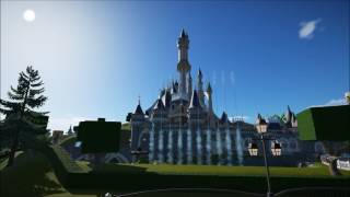 Castle fountains show during the day at disneyland paris via planet
coaster.