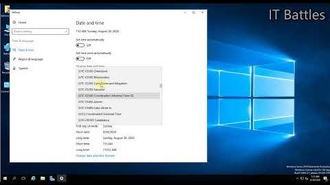 Configure Date, Time and Time Zone settings in Server 2016.