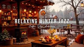Outdoor Coffee Shop Ambience & Relaxing Winter Jazz Music Soft Jazz Instrumental Music For Working