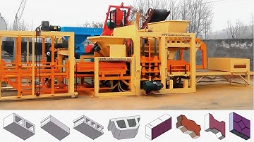 QT8-15 8 pcs/mold big fully automatic hydraulic concrete block production line, brick machine
