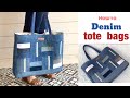 how to sew a denim tote bags tutorial, sewing diy a denim tote bags pattern, diy denim projects