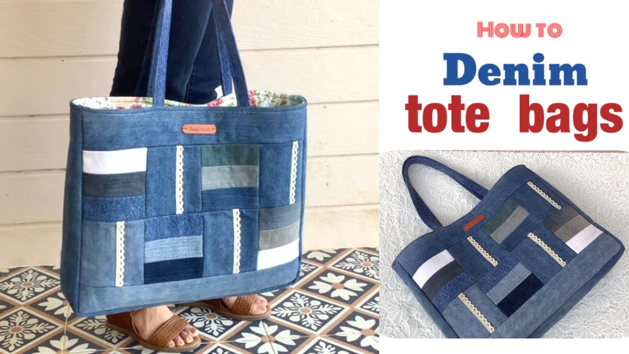 DIY old jeans recycle Tote bag | Tutorial | DIY old jeans recycle Tote bag  | Tutorial | By SisterQuiltFacebook