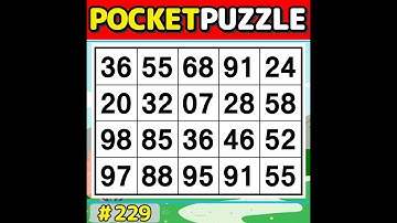 【Pocket Puzzle】 Perfect for daily brain exercises! 《Number Search|Brain training》 #229