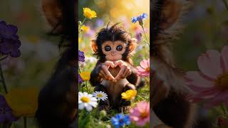 Guten Morgen ❤️ Süßer Affe schenkt dir ein Herz 🐵🌸 #shorts