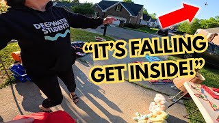 Airplane Starts Falling Out of Sky at Garage Sale!