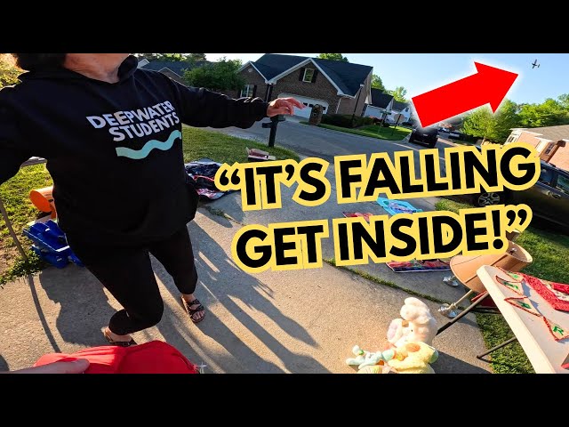 Airplane Starts Falling Out of Sky at Garage Sale! class=