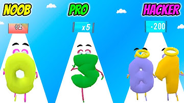 Number Race 3D - NOOB vs PRO vs HACKER