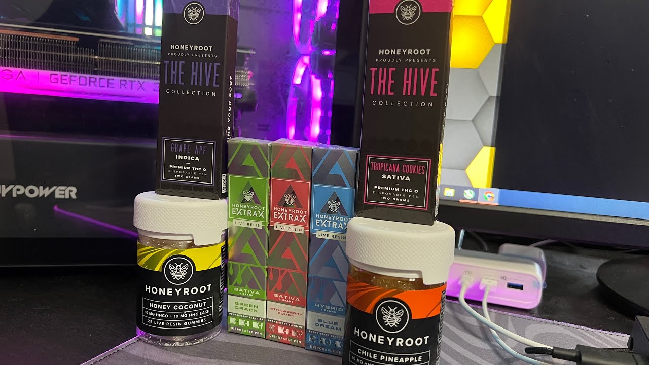 HONEYROOT WELLNESS CARE PACKAGE UNBOXING **THE HIVE THC-O GRAPE APE REVIEW**