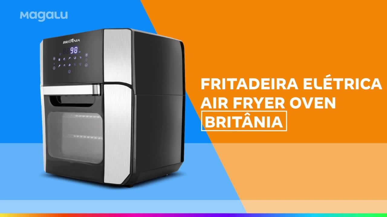 Fritadeira Elétrica sem Óleo Air Fryer Britânia   Oven BFR2100 Preta 12L com Timer