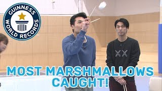 Most marshmallows caught with chopsticks in one minute - Guinness World Records
