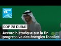 Cop 28  un accord historique sur une transition hors des nergies fossiles  france 24