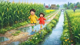 Rainy Cornfield Path 🌧️🌾 Country Stream & Peaceful Village Life | Ghibli-Style ASMR screenshot 2