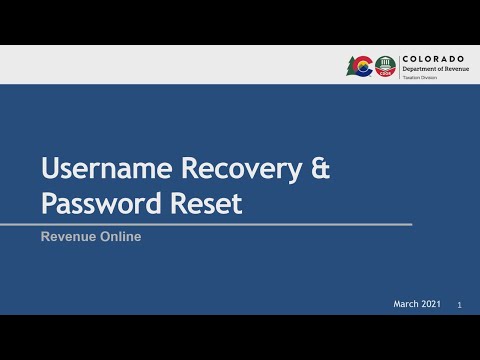 Username Recovery & Password Reset in Revenue Online